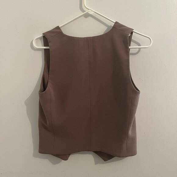 Aritzia Babaton Bradshaw Vest Waistcoat Tan Size 4 - Picture 2 of 4